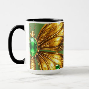 Golden Emerald Crystal Butterfly Mug