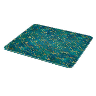 Golden Emerald Geometry Cutting Board