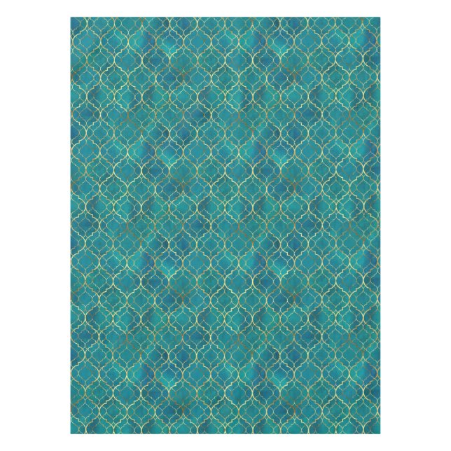 Golden Emerald Geometry Tablecloth (Front)