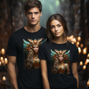 Golden Empowerment: Norse Viking Goddess Freyja T-Shirt