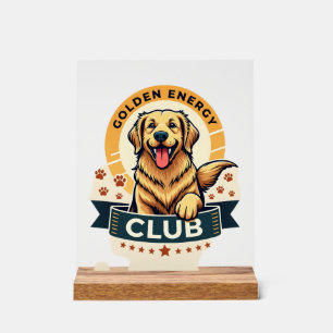 Golden Energy Club Golden Retriever Vintage Dog Lo Acrylic Sign