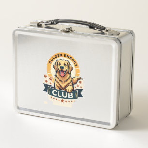 Golden Energy Club Golden Retriever Vintage Dog Lo Metal Lunch Box