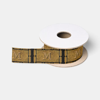 Golden Engraved on Black with your Initial Satin Ribbon