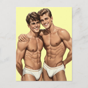 Golden Era Grin: A Vintage Portrait of Male Joy Postcard