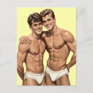 Golden Era Grin: A Vintage Portrait of Male Joy Postcard