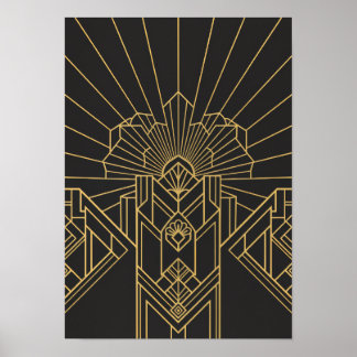 Golden Era Midnight Art Deco Geometry Art Poster