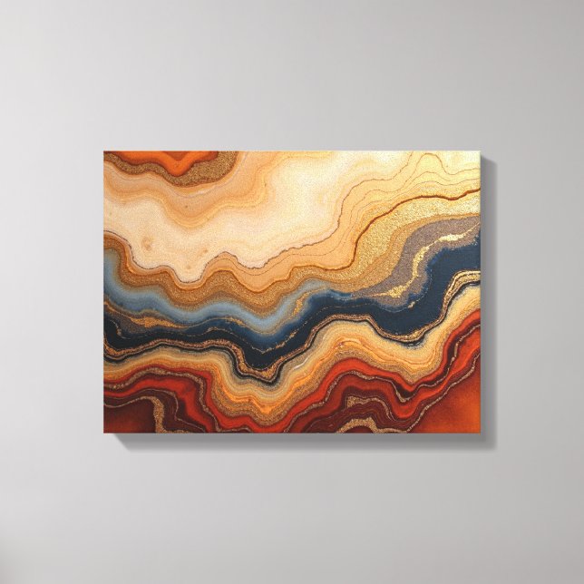 Golden Erosion – 16"x 12" Abstract Fluid Canvas Print (Front)