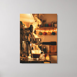 Golden Espresso Ritual – Warm Coffee Art Canvas Print