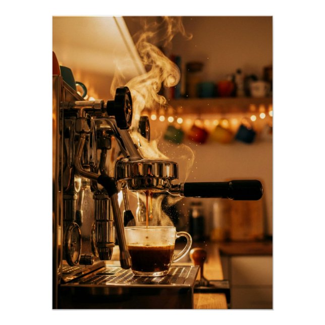 Golden Espresso Ritual – Warm Coffee Art Poster (Front)