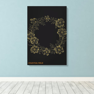 Golden Eternal Bloom Floral Canvas Wall Art
