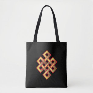 Golden Eternal Knot on Black Tote Bag
