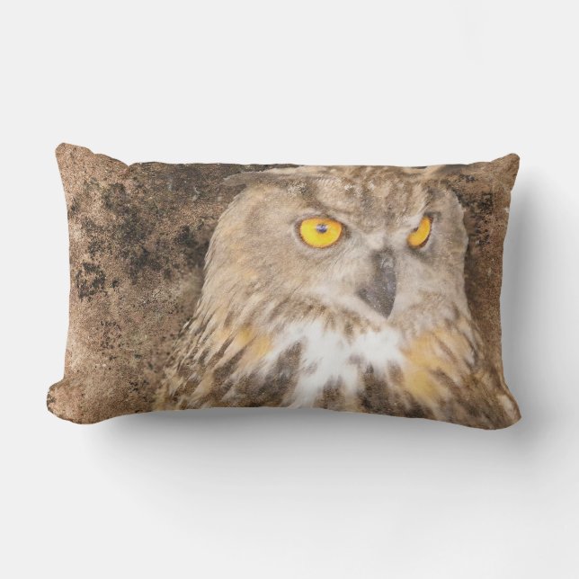Golden Eye Eagle Owl Lumbar Cushion (Front)