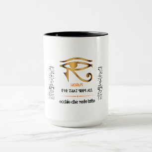 Golden Eye of Horus design in English & Italian Mug