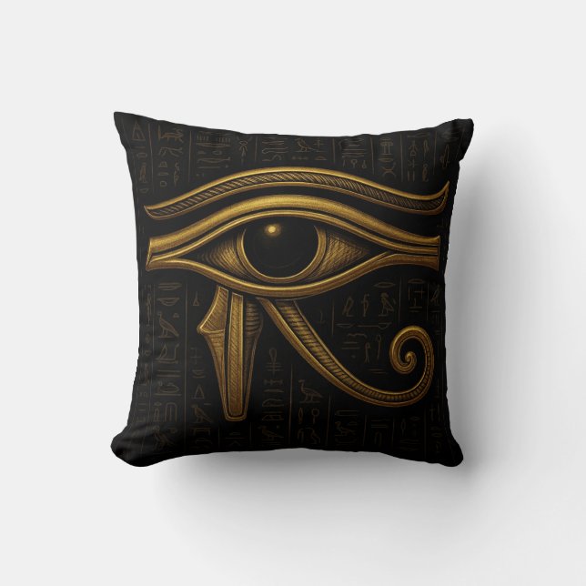 Golden Eye of Horus Egyptian Symbol Cushion (Front)