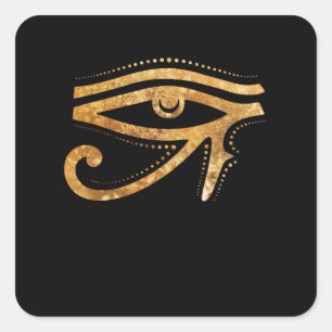 Golden Eye Of RA Egyptian Hieroglyph Square Sticker