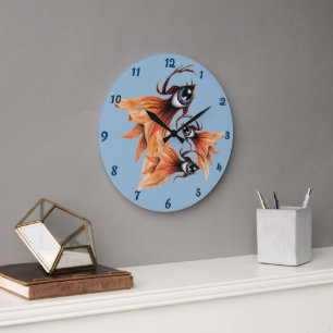 Golden Eye Surreal Goldfish Fantasy Art Any Colour Large Clock