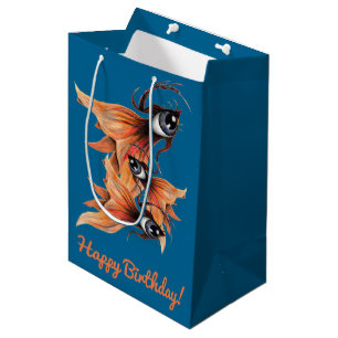 Golden Eye Surreal Goldfish Fantasy Art Birthday Medium Gift Bag