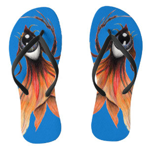 Golden Eye Surreal Goldfish Fantasy Original Art Flip Flops