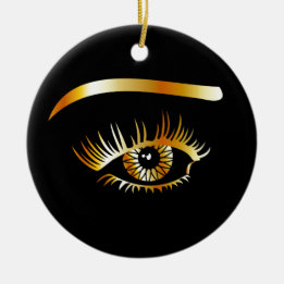 Golden eye with eyebrow and details inside ceramic tree decoration