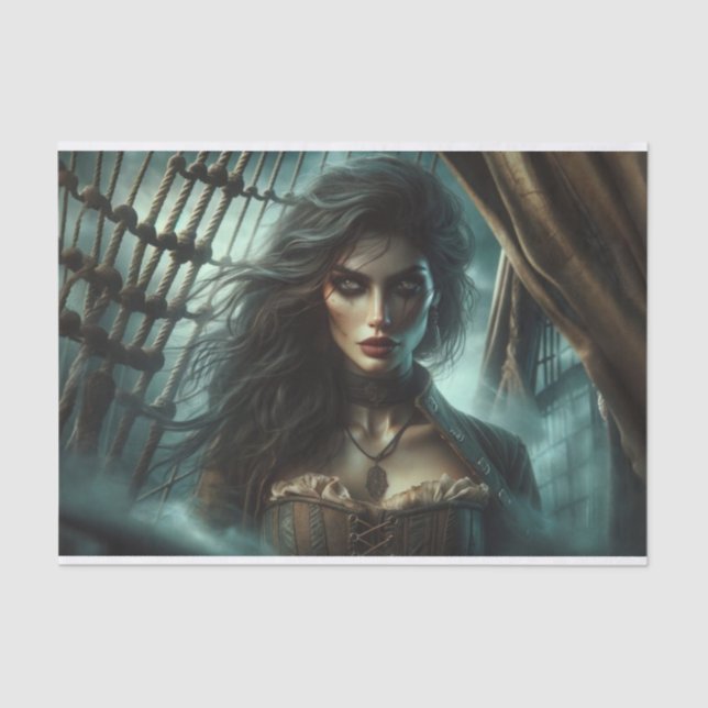 Golden-Eyed Mystical Pirate Decoupage Paper  (Front)