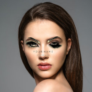 Golden Eyelash Brows Microblading QRCODE Logo  Business Card