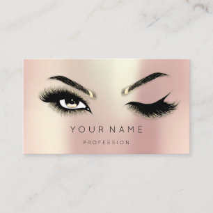 Golden Eyelash Brows Microblading QRCODE Logo Rose Business Card