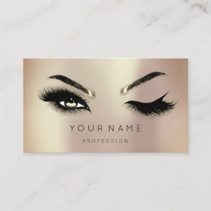 Golden Eyelash Brows Microblading QRCODE Logo Rose Business Card