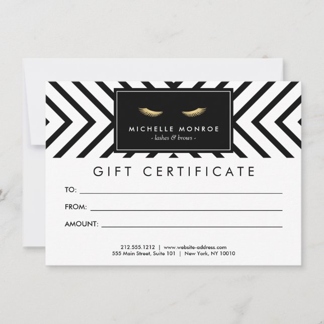 Golden Eyelashes with Pattern Gift Certificate (Front)