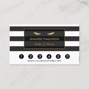 Golden Eyelashes with Stripes Loyalty Card