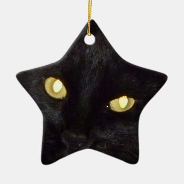 Golden eyes ceramic tree decoration (Front)