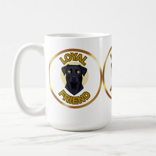 **Golden Eyes Loyal Dog – Minimal Black & Gold Pet Coffee Mug (Left)
