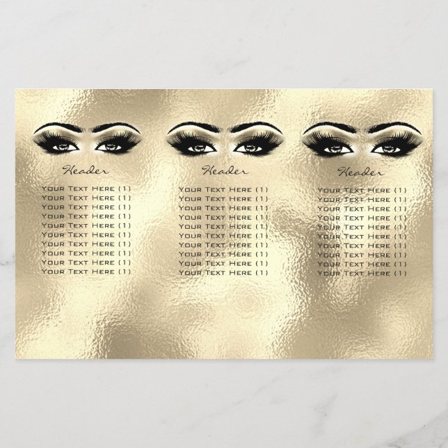 Golden Eyes Makeup Eyes Lashes DL 3 Leaflet Flyer (Back)