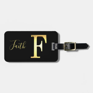 Golden F name Luggage Tag