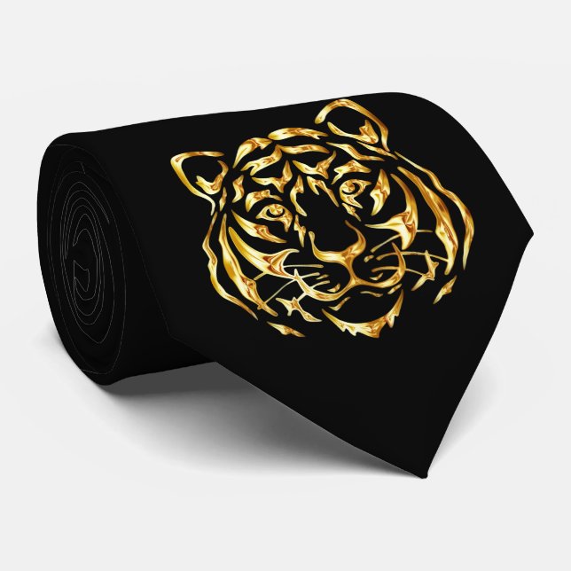 Golden Face Tiger Neck Tie (Rolled)