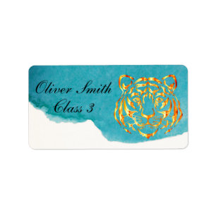 Golden Face Tiger Personalised School Label