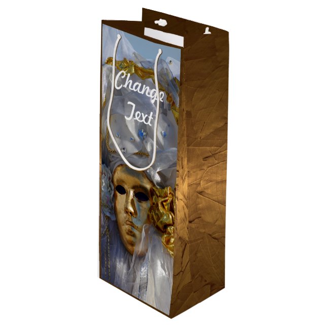 Golden Face Wine Gift Bag (Front Angled)