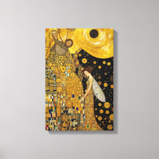 Golden Fairy Dream in Klimt-Inspired Fantasy Canvas Print
