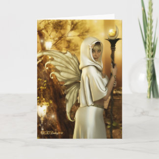 Golden Fairy in Forest Greeting card