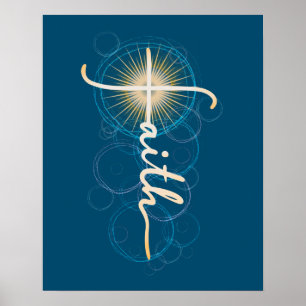 Golden Faith Cross Poster