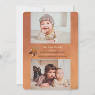 Golden Fall 2-Photo Birth Announcement