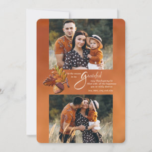 Golden Fall 2-Photo Thanksgiving Greeting Card