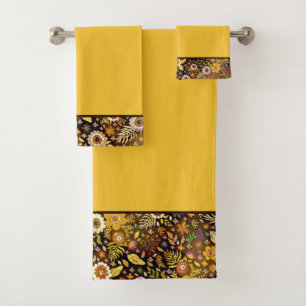Golden fall floral bath towel set