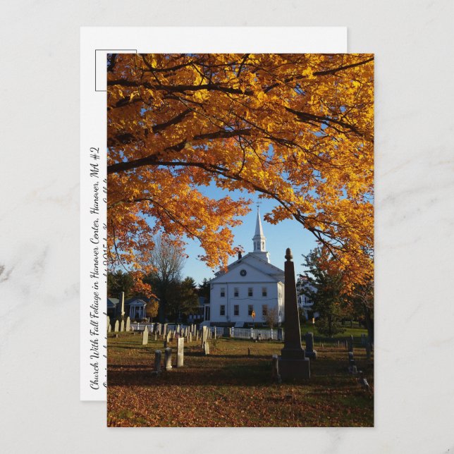 Golden Fall Foliage / Church & Cemetery 2 Postcard (Front/Back)