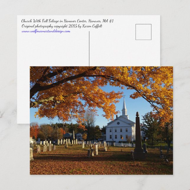 Golden Fall Foliage View Of Church From Cemetery 1 Postcard (Front/Back)