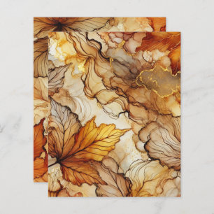 Golden Fall Leaves Alcohol Ink Scrapbook Paper