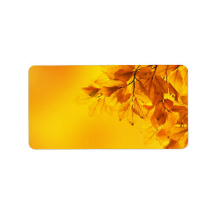 Golden Fall Leaves Background Label
