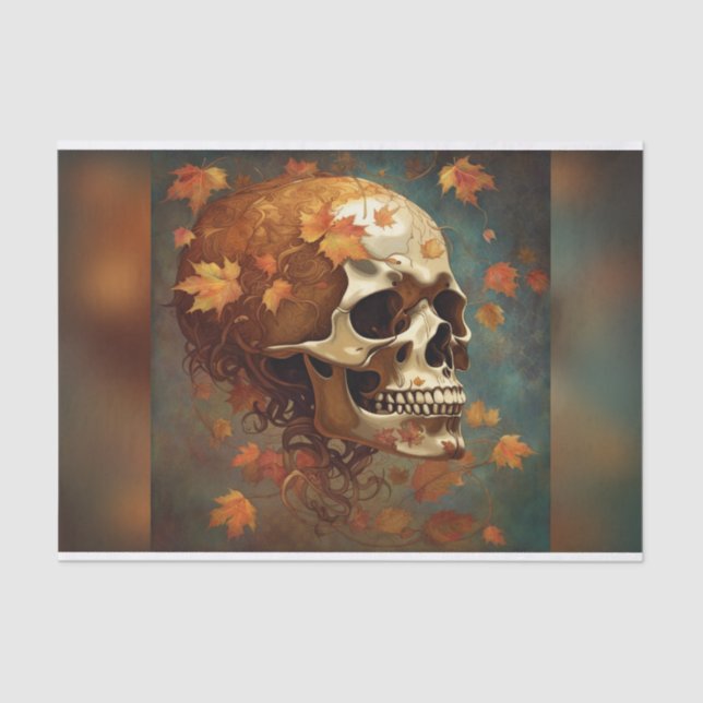 Golden Fall Skull Goth Decoupage Paper (Front)