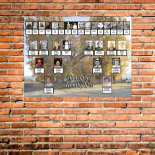 Golden Fall Trees 4 Generation Family Tree Poster