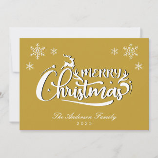 Golden Family Name And Year Christmas Card