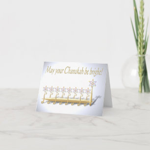 Golden Fantasy Floral Menorah for Chanukah Card